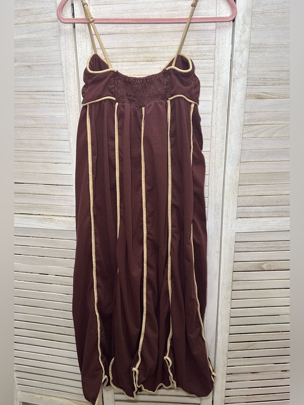 FARM Rio Brown Cutout Maxi Dress with Contrast Trim – Size M - Picture 8 of 8